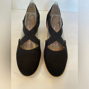 Abella True Comfort Black Cross Strap Slide-on Wedge Heel Shoes Size 8 NWOT